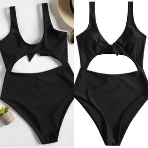 Bow front cut out one piece swimsuit